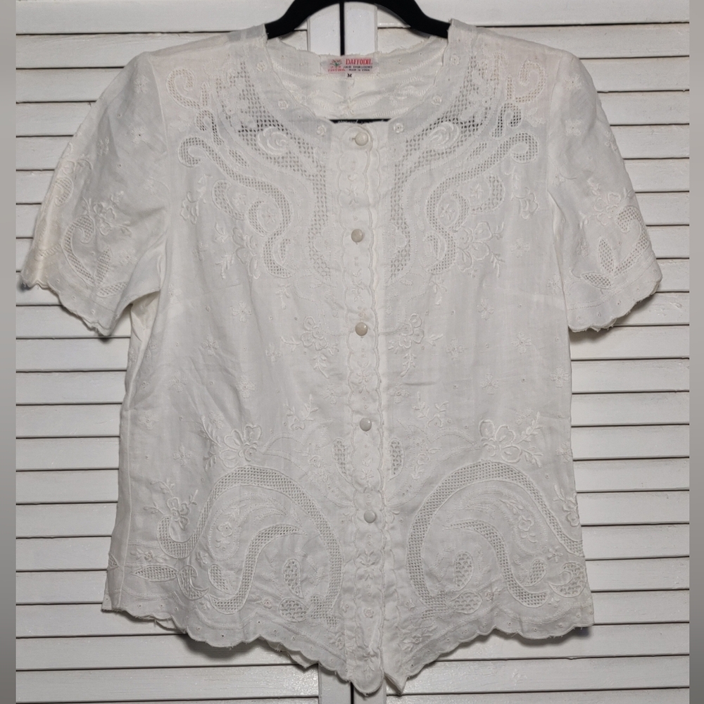 Daffodil Hand Embroidered Cream Top